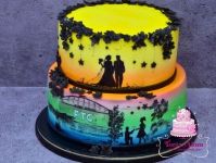 Sziluettes esküvői torta egyedi rajzzal