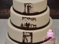 Barna sziluettes esküvői torta