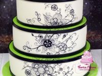 Zöld- fekete, fetstett eskövői torta